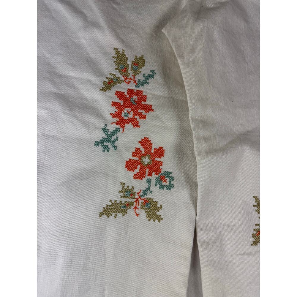 Maeve Anthropologie Colette Floral Embroidered White Jeans 28 - Picture 7 of 10